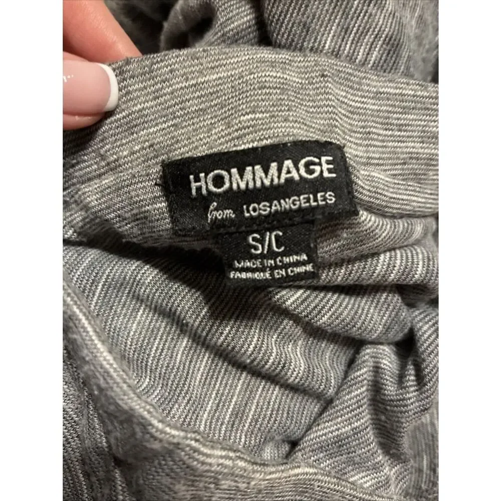 Hommage Gray Draped Twist Front Asymmetrical Midi Skirt Rayon Small